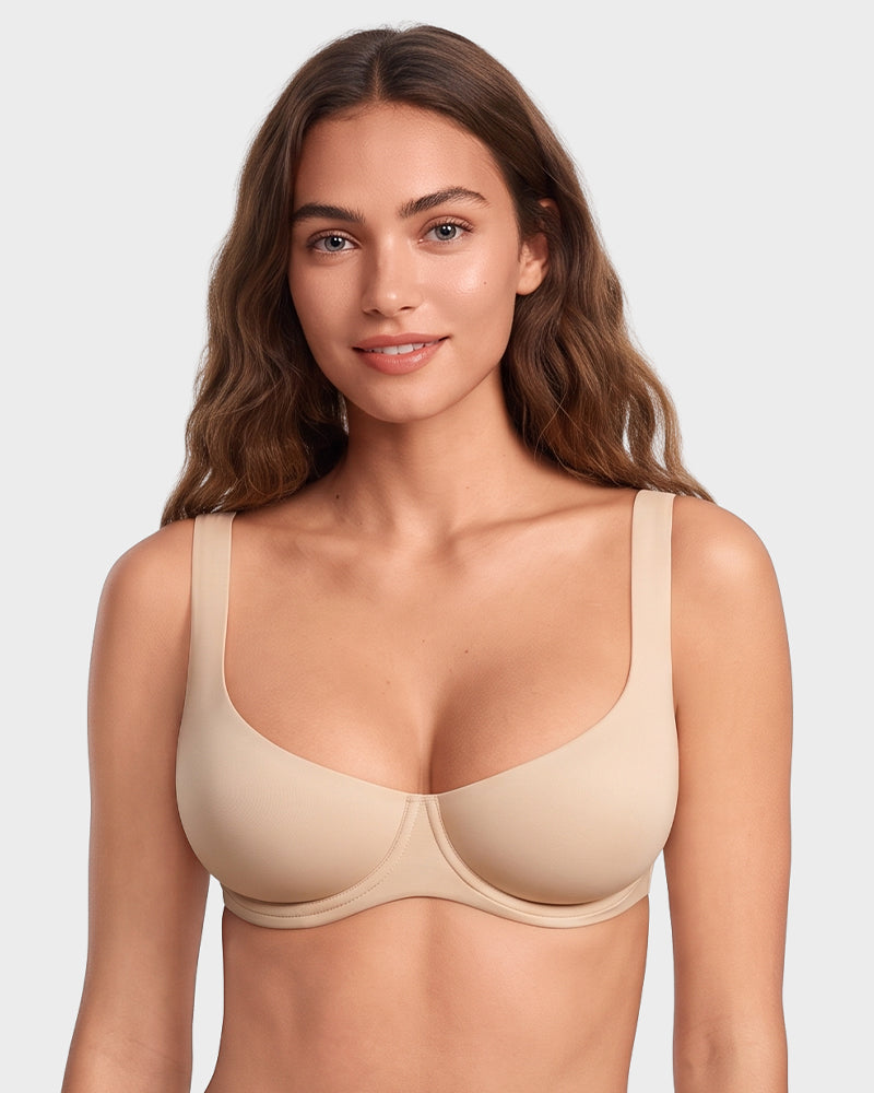 Underwire Support Seamless Unlined Balconette Bra