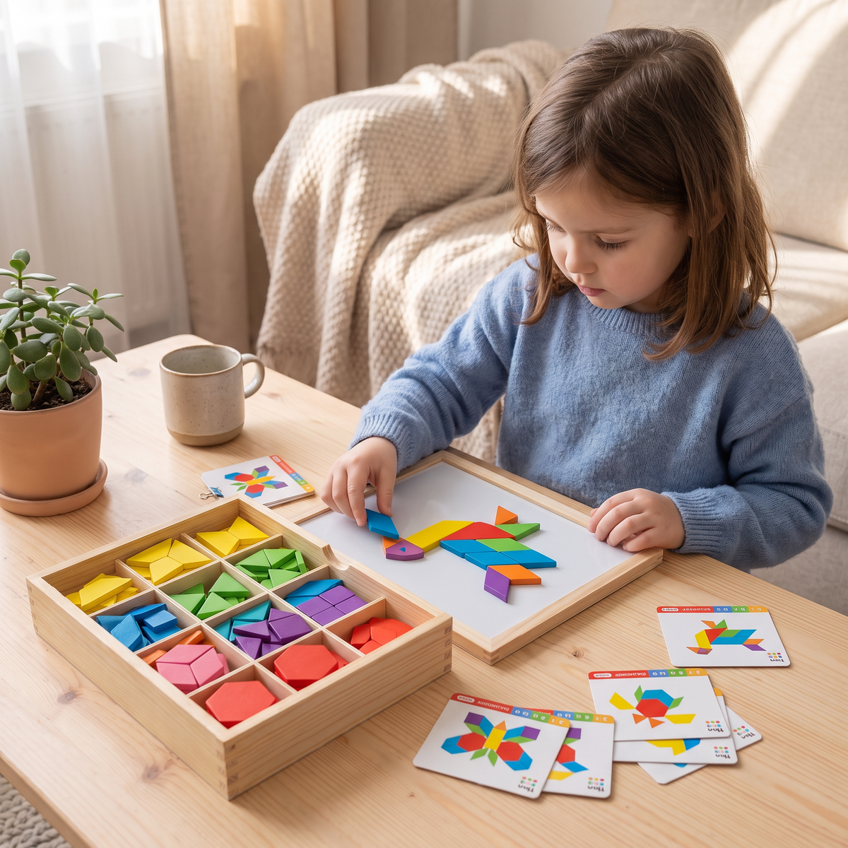 Wooden Magnetic Geometric Shape Puzzle for Kids