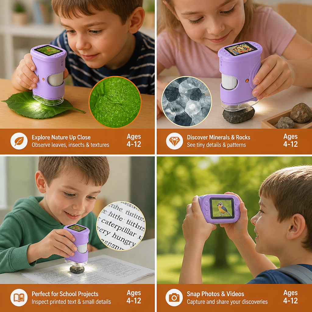 Kids' 2-in-1 Digital Microscope & Telescope with Photo and Video Camera