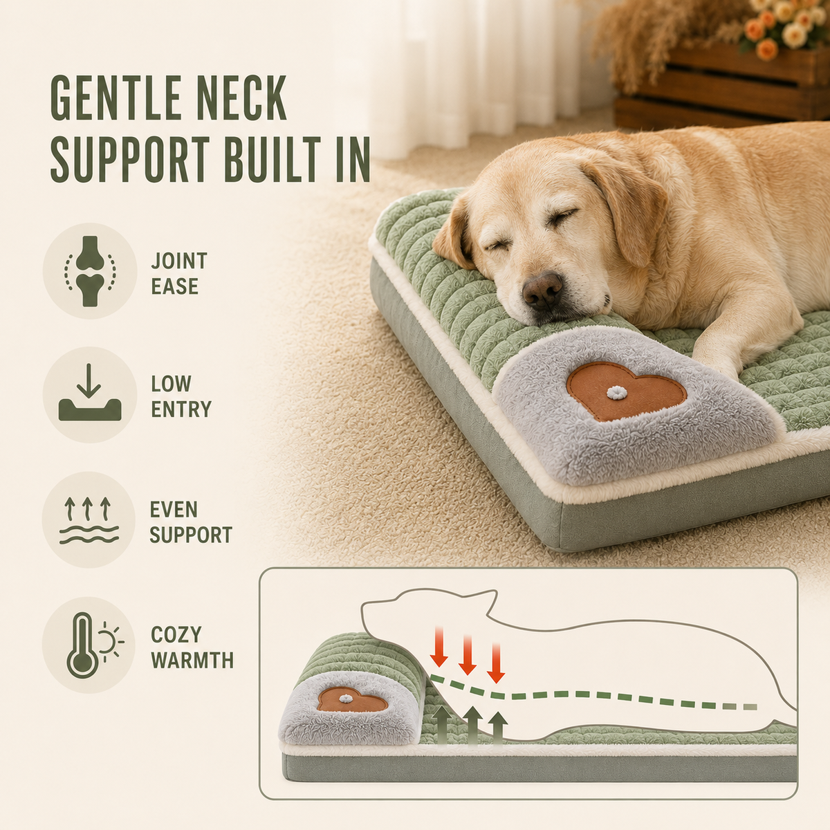 Washable Zip Cover Orthopedic Memory Foam Pet Bed