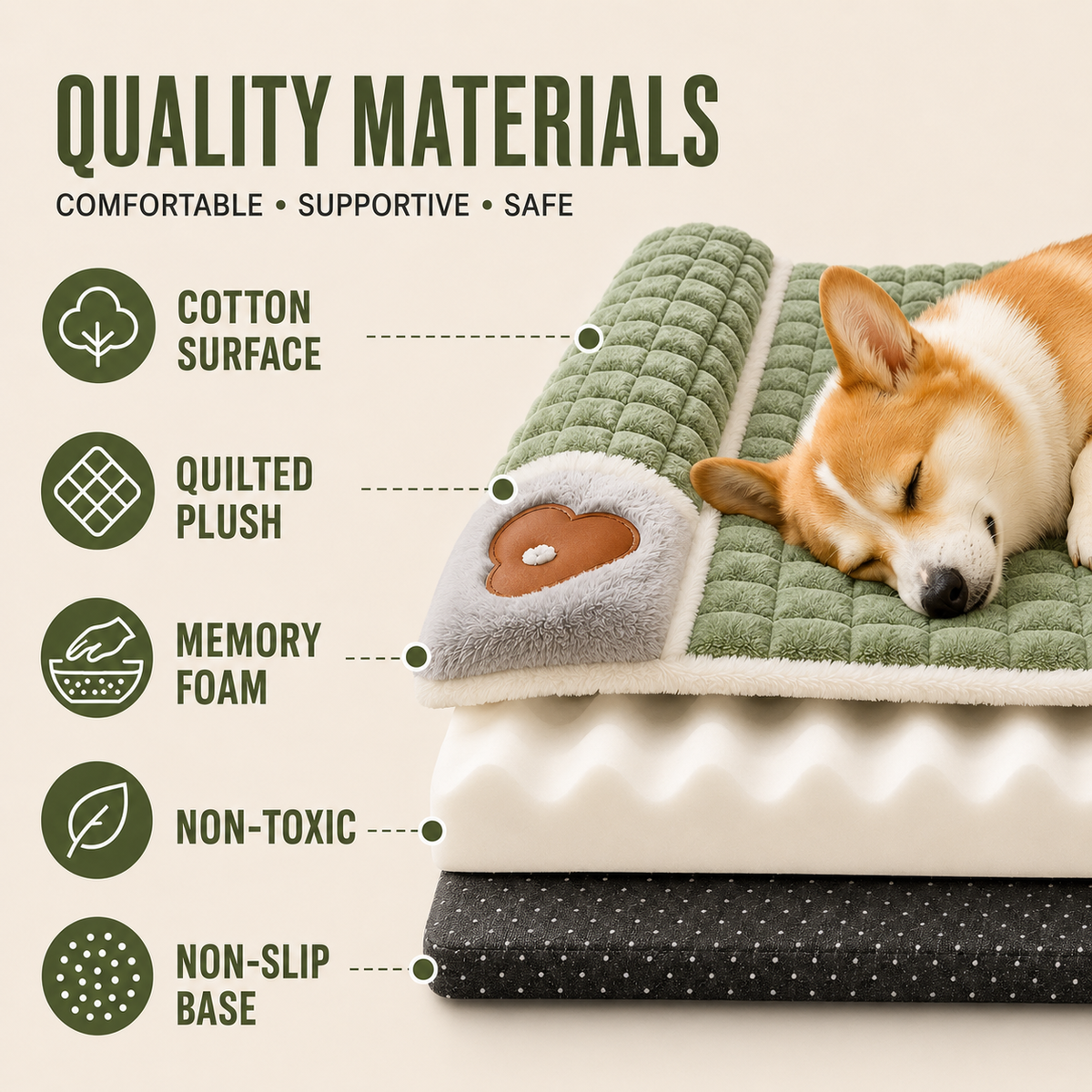 Washable Zip Cover Orthopedic Memory Foam Pet Bed