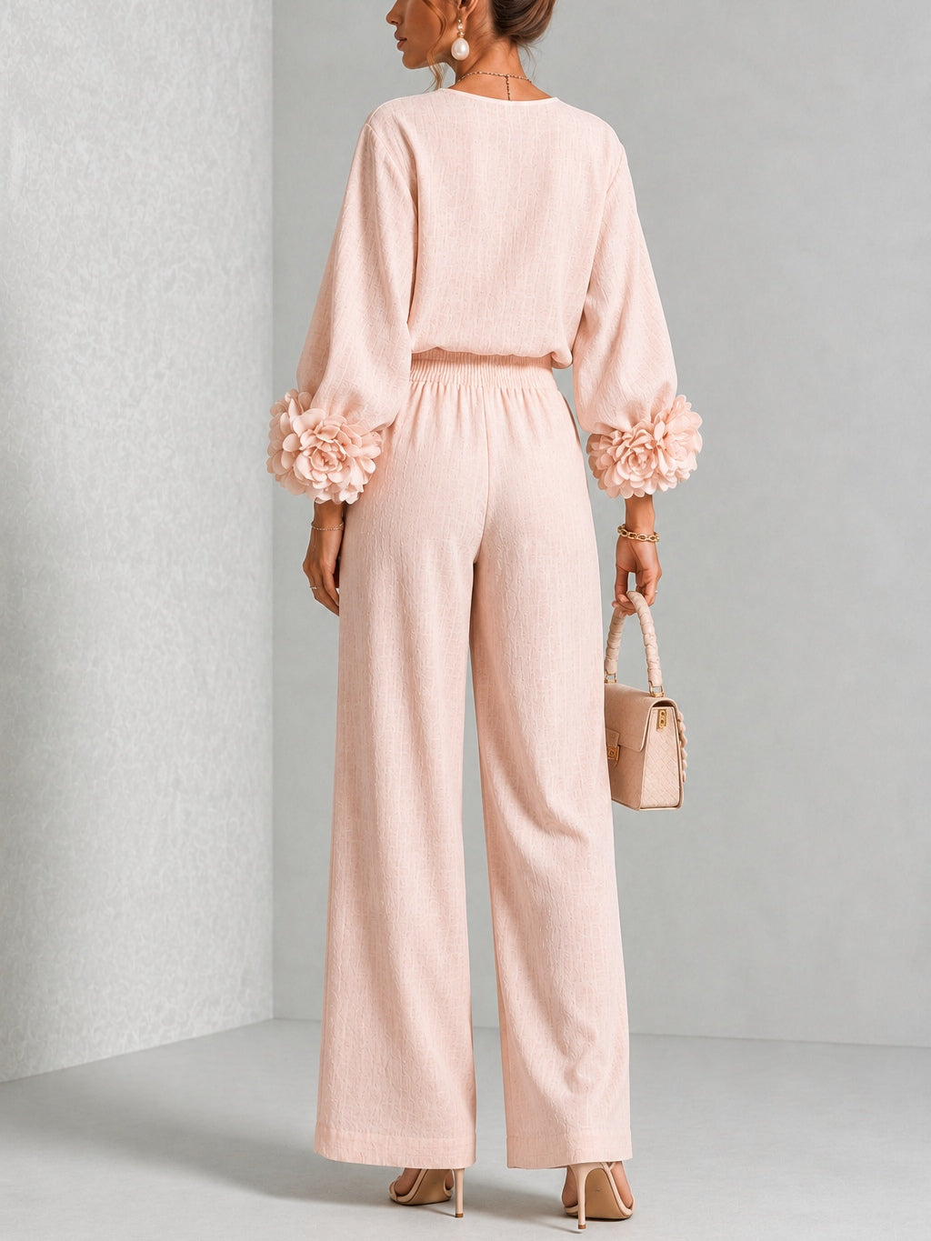 Floral-Cuff Two-Piece Set