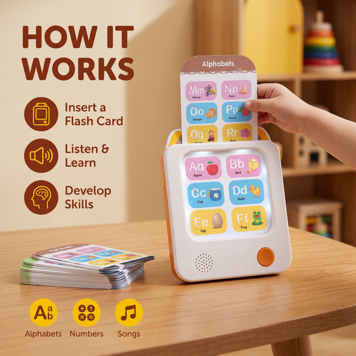 Kids' Interactive English Flash Card Reader – Educational Learning Toy