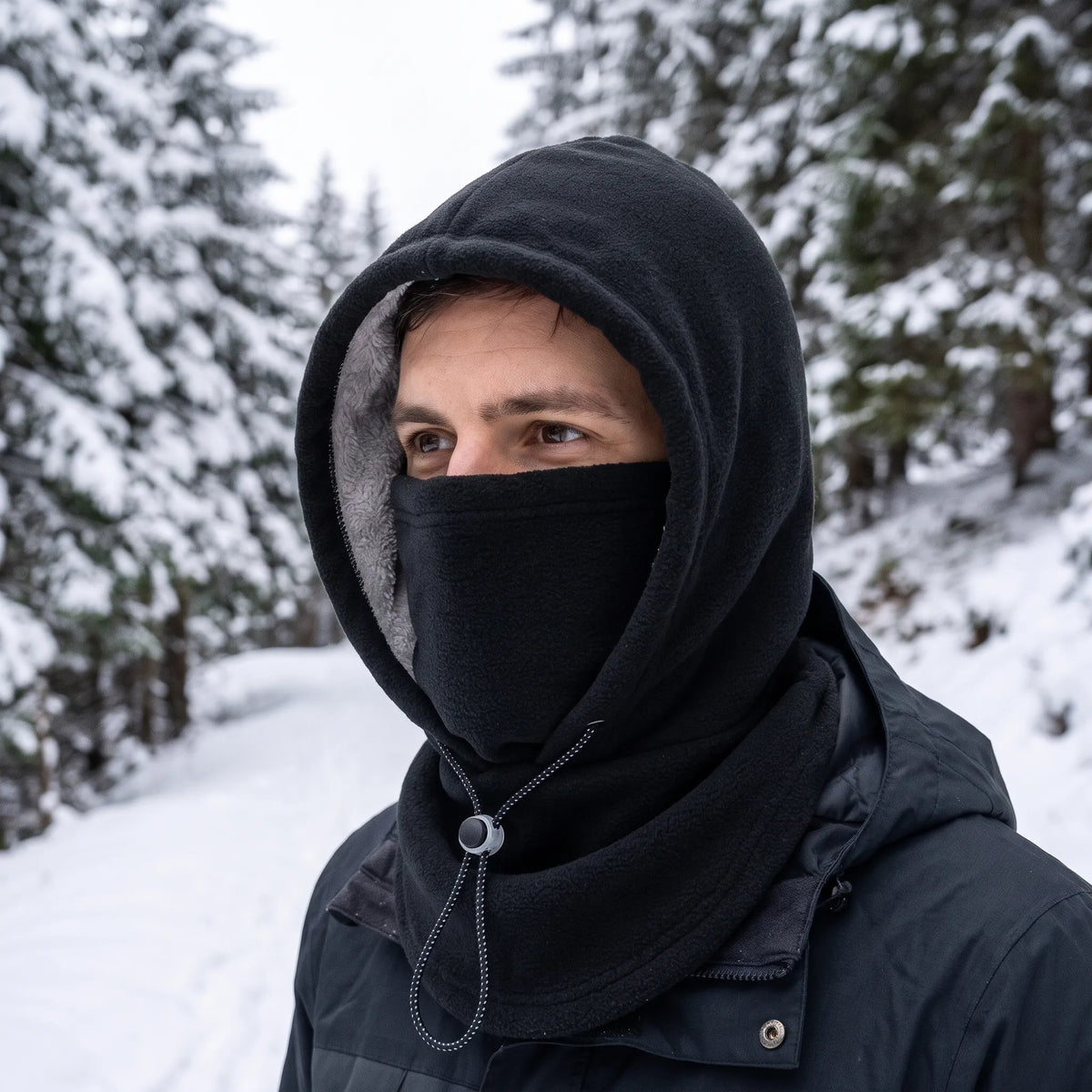 Zentavo | Unisex One-Piece Mask Hat with Neck Cover, Windproof Flannel Hood for Cold Commutes & Cycling