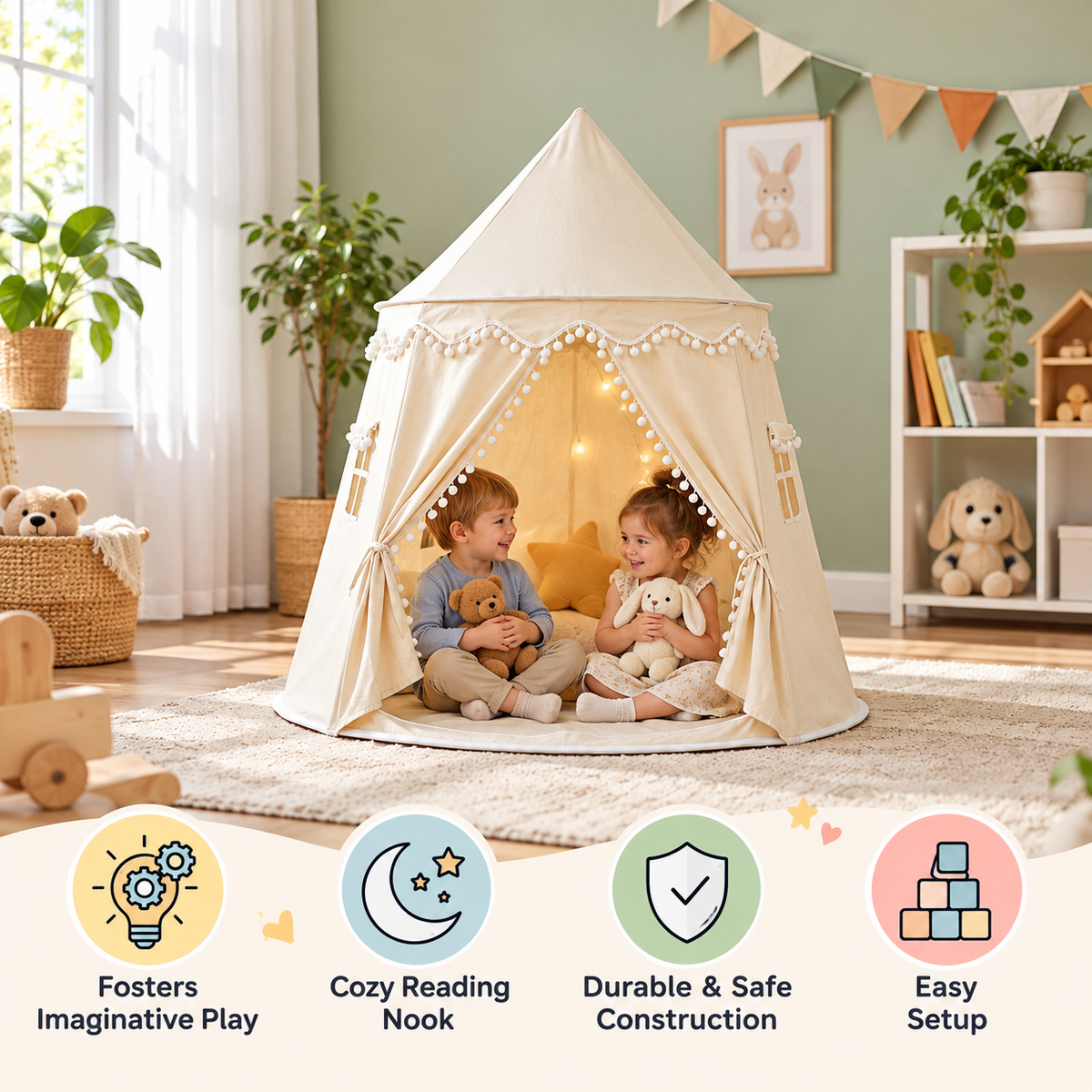 Cozy Kids Play Tent – A Charming Hideaway for Reading & Play