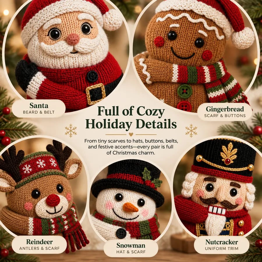 3D Hugging Christmas Cute Knit Holiday Socks