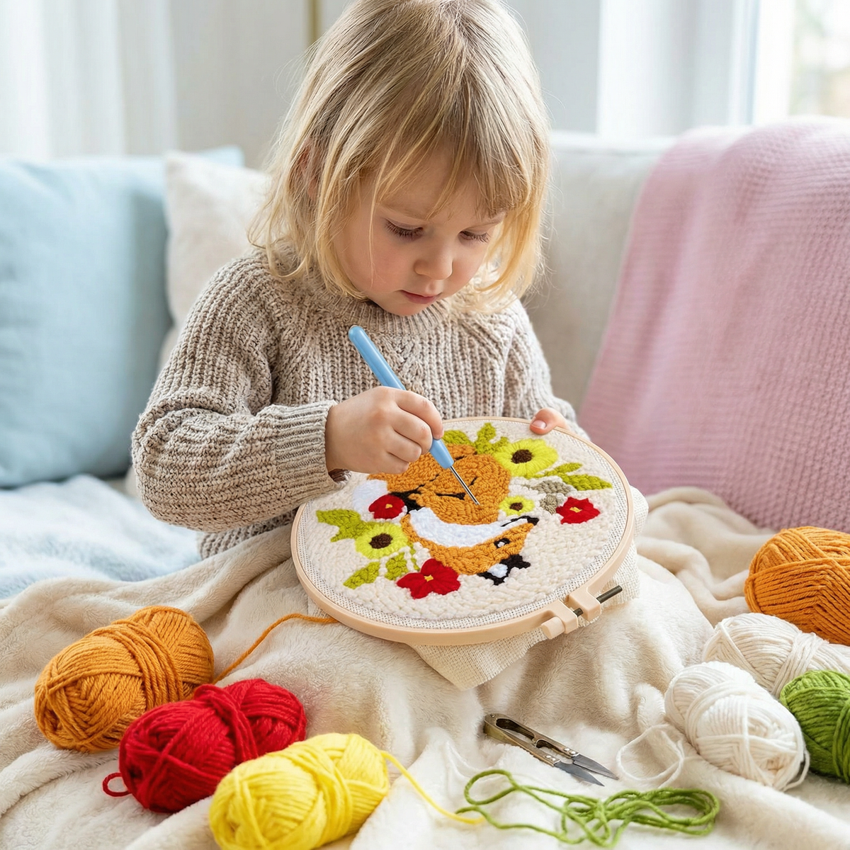 DIY Punch Needle Embroidery Set – Beginner Set with Beautiful Motifs