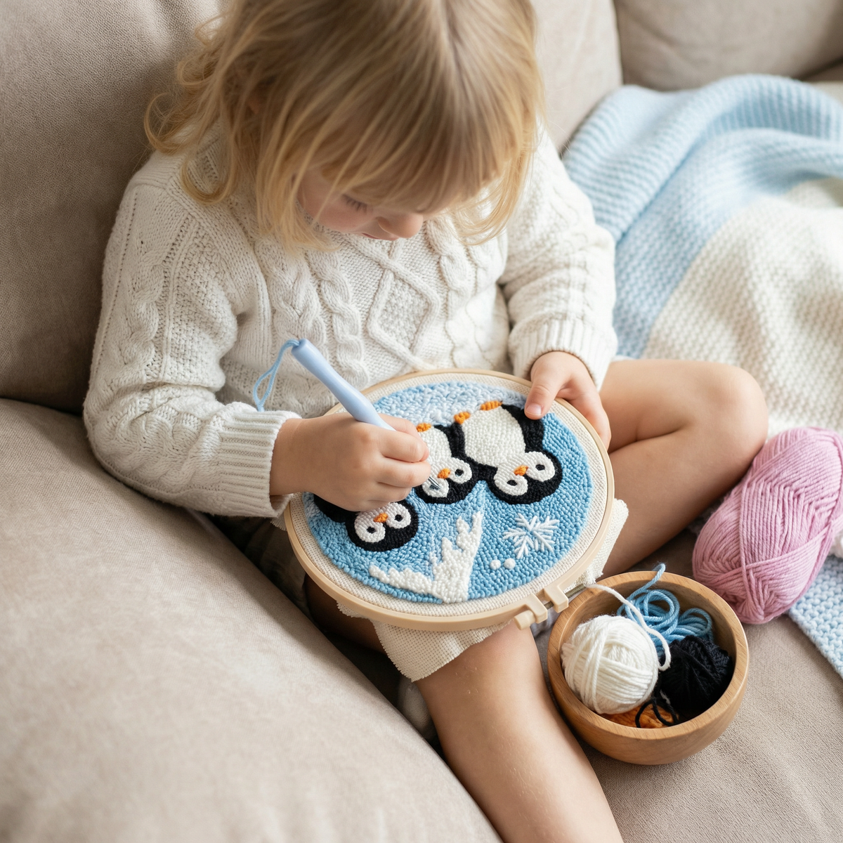 DIY Punch Needle Embroidery Set – Beginner Set with Beautiful Motifs