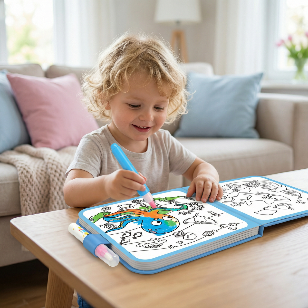 Magic Water Coloring Book – Reusable Mess-Free Coloring Book for Kids