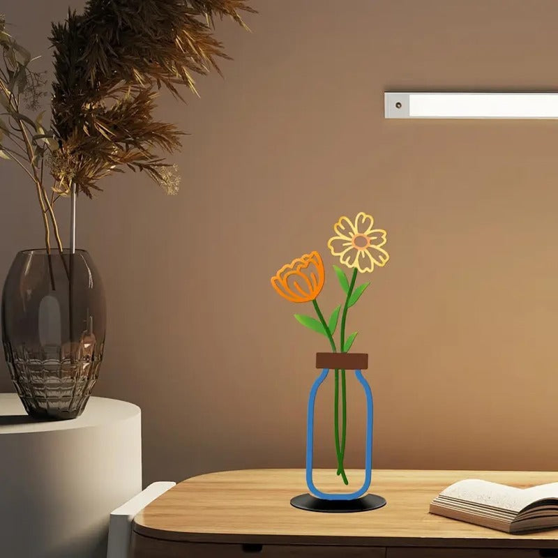 Minimalist Metal Line Art Flowers