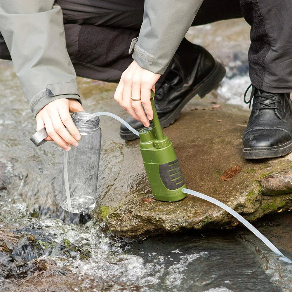 Survival Water Purifier with 0.01μm Filtration, 2000L Daily Capacity, 3 Stage Purification, All Weather Use