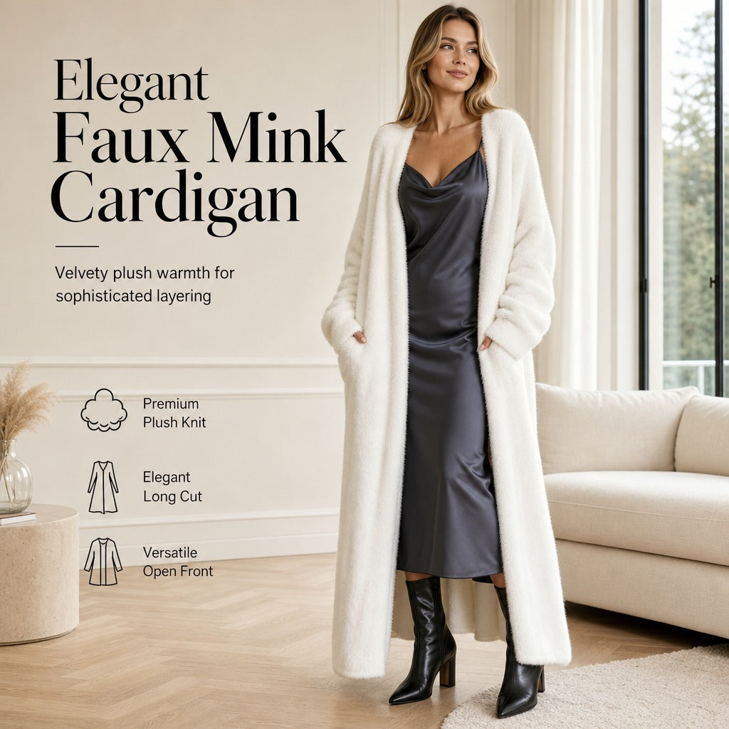 Women's Longline Faux Fur Cardigan