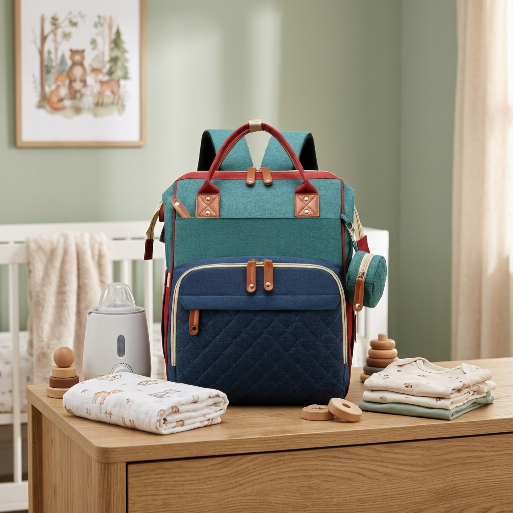 3-in-1 Travel Diaper Backpack with Foldable Baby Bed