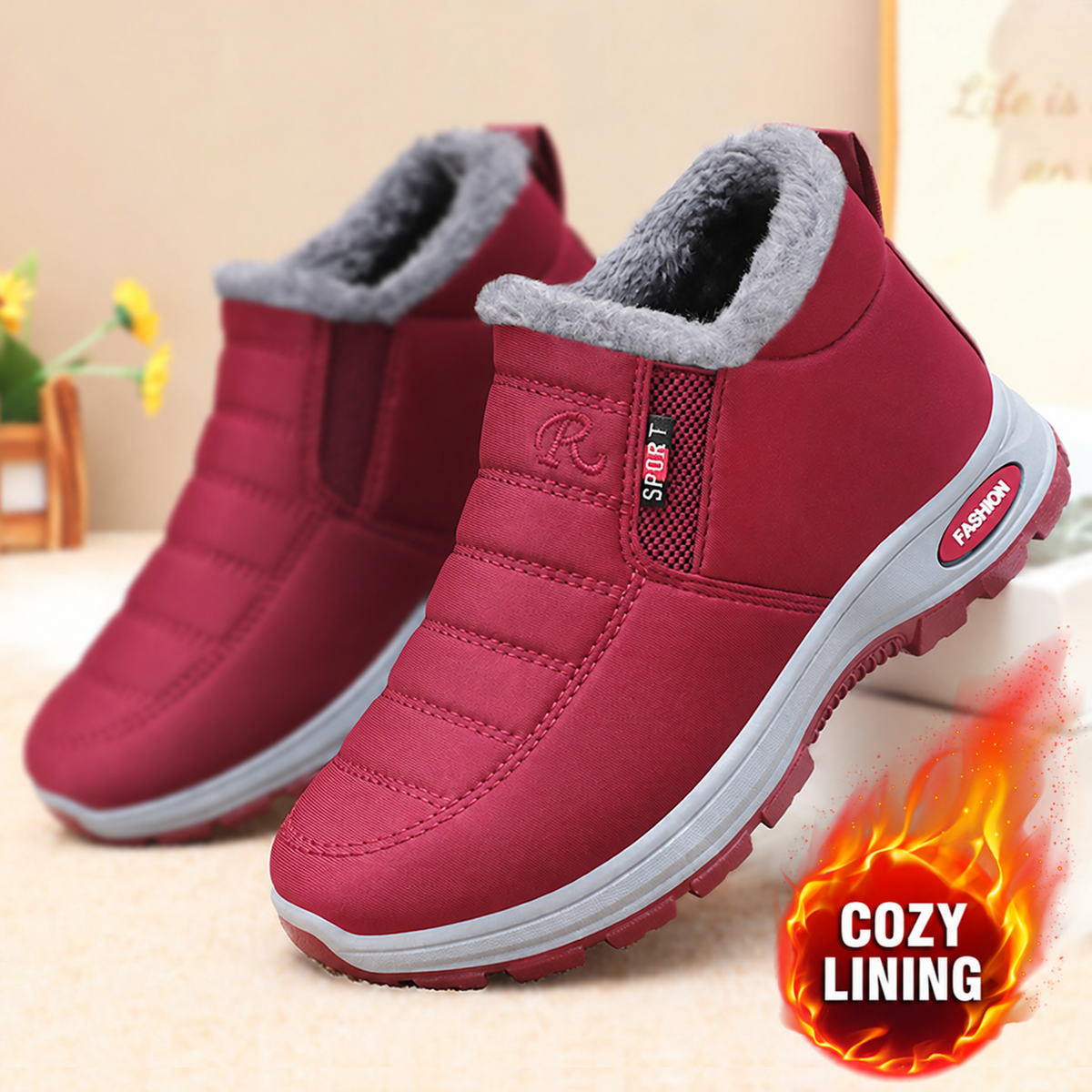 Women's Lunwick Winter Ankle Boots – Thick Plush Lining with Side Zipper & Cushioned Sole (US 4–12.5)