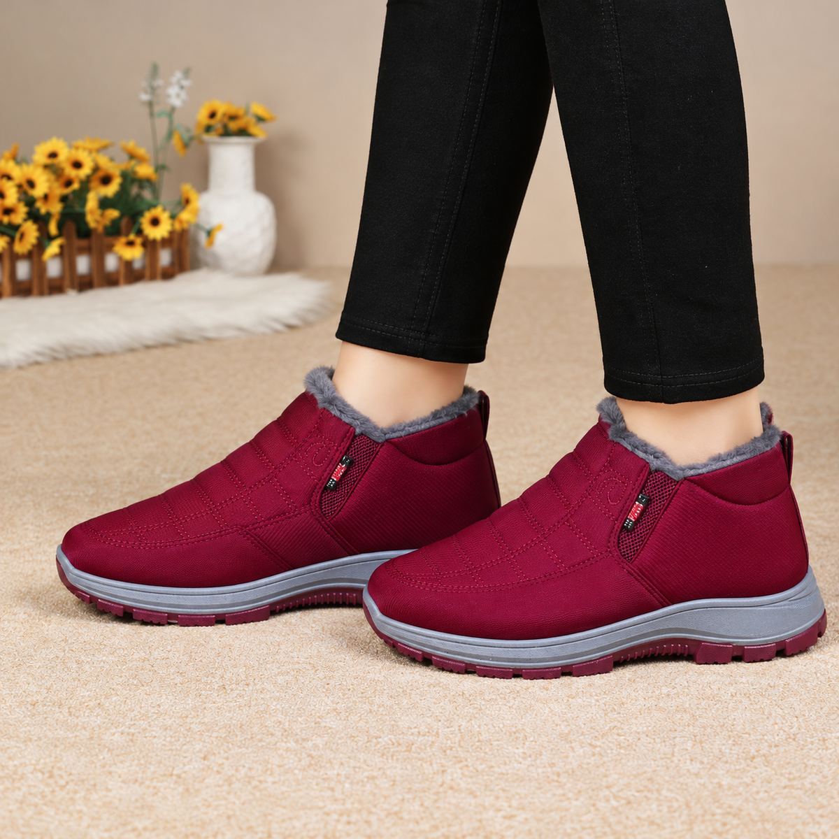 Women's Lunwick Winter Ankle Boots – Thick Plush Lining with Side Zipper & Cushioned Sole (US 4–12.5)