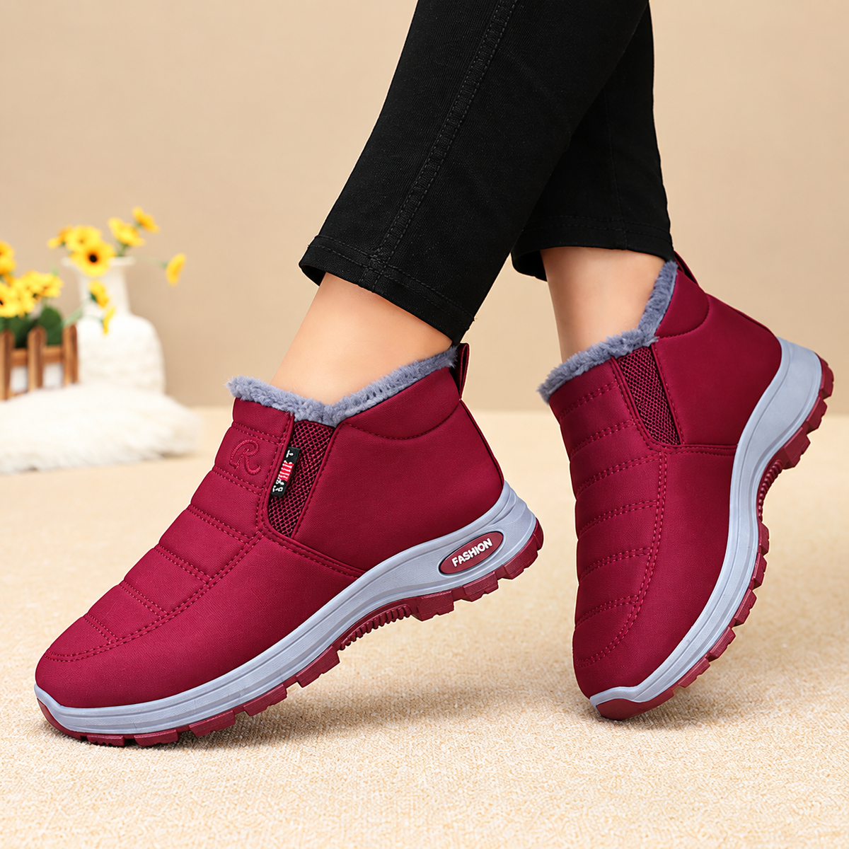 Women's Lunwick Winter Ankle Boots – Thick Plush Lining with Side Zipper & Cushioned Sole (US 4–12.5)
