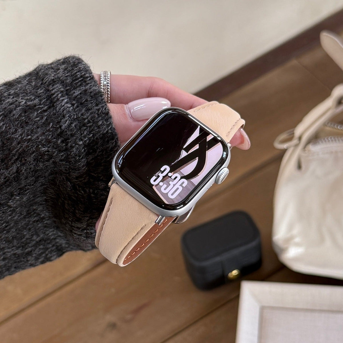 Split Leather Strap for Apple Watch, Smooth Finish, Pin Buckle, Mathilda Model