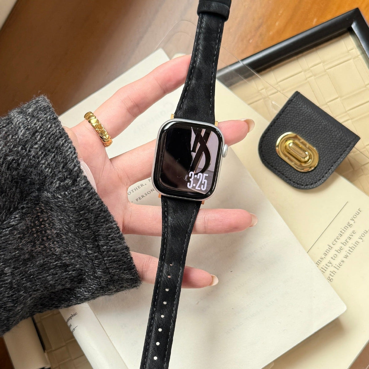 Split Leather Strap for Apple Watch, Smooth Finish, Pin Buckle, Mathilda Model