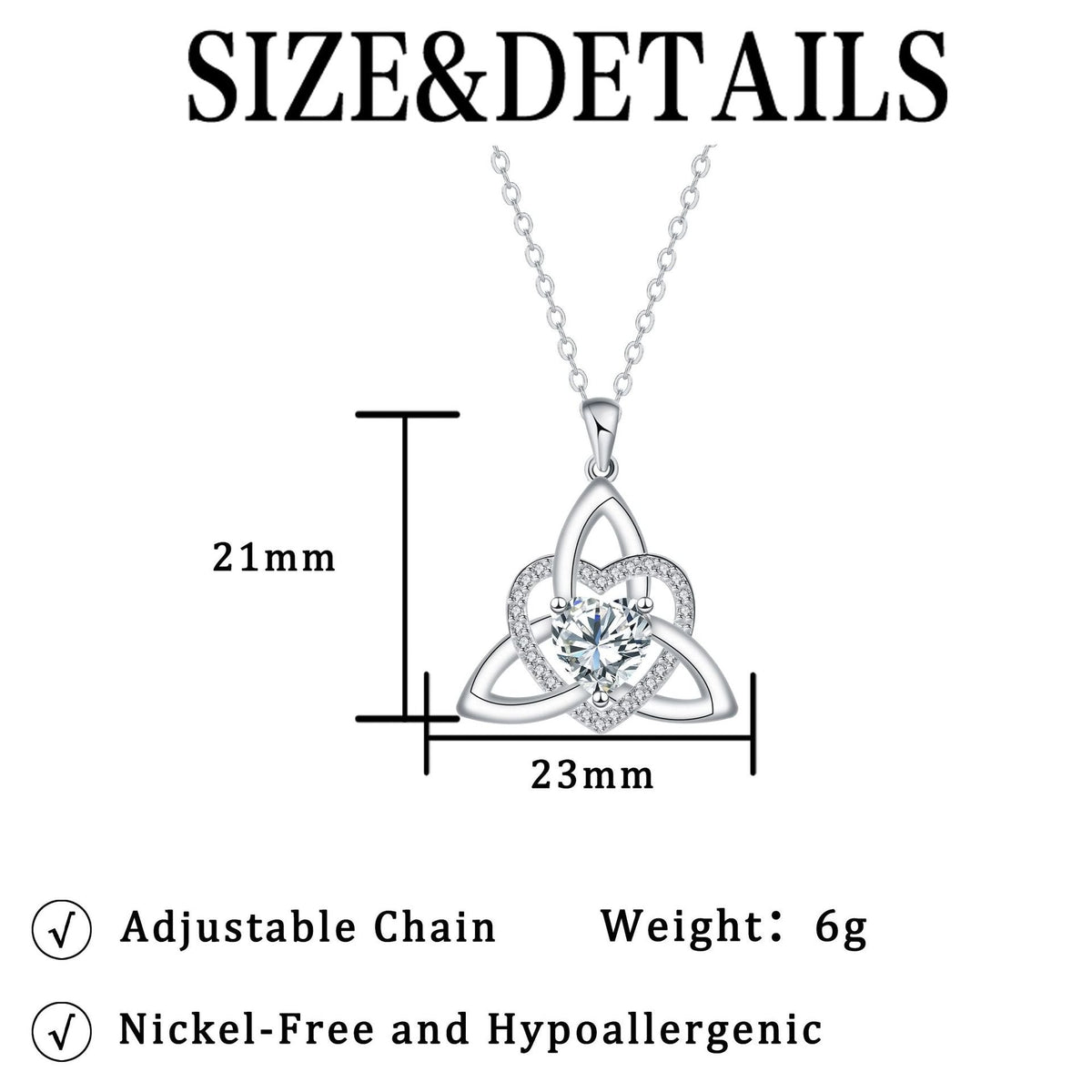Birthstone Celtic Trinity Knot Heart Necklace Heart Shape Celtic Trinity Knot Birthstone Pendant