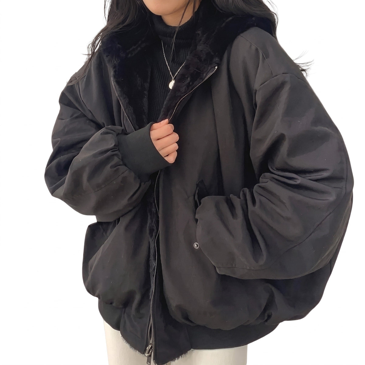 Women's Hooded Puffer Jacket with Soft Trim