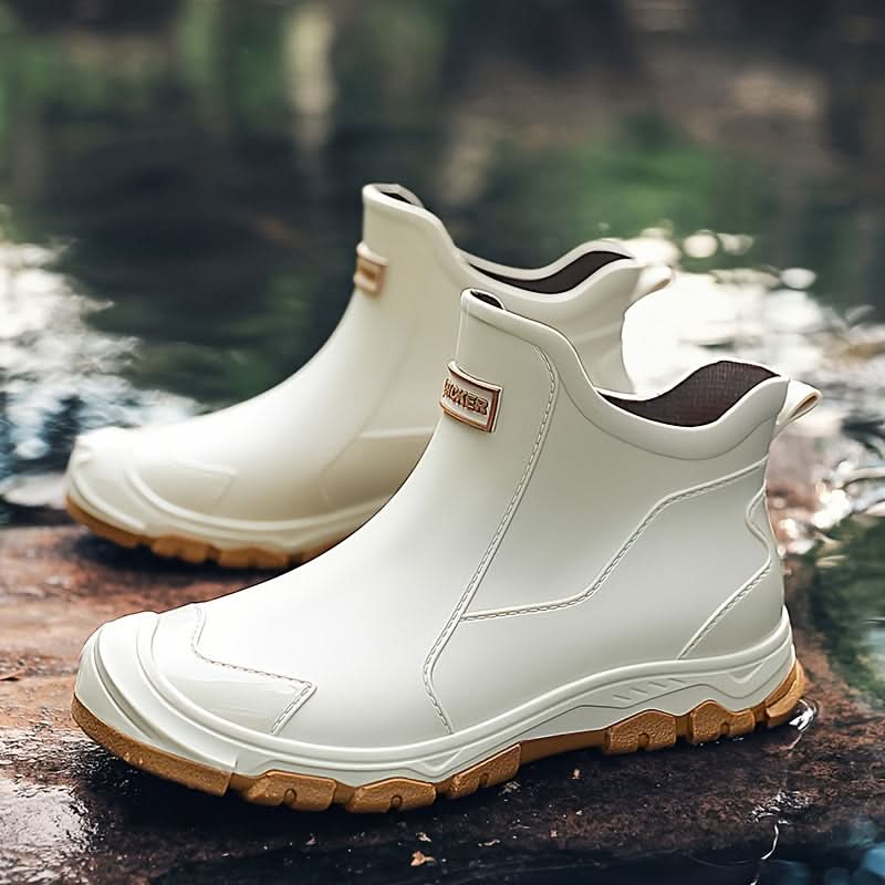 Waterproof Ankle Rain Boots with Treaded Sole
