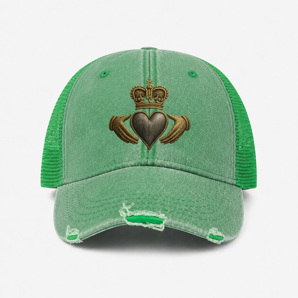 Claddagh Symbol Washed Trucker Hat