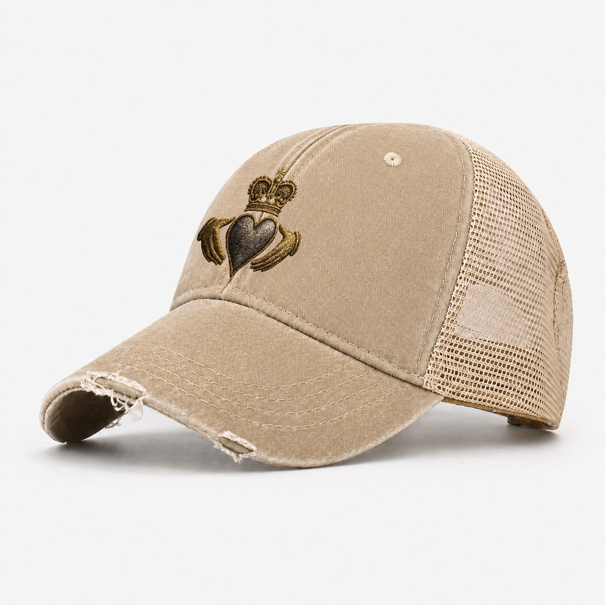 Claddagh Symbol Washed Trucker Hat