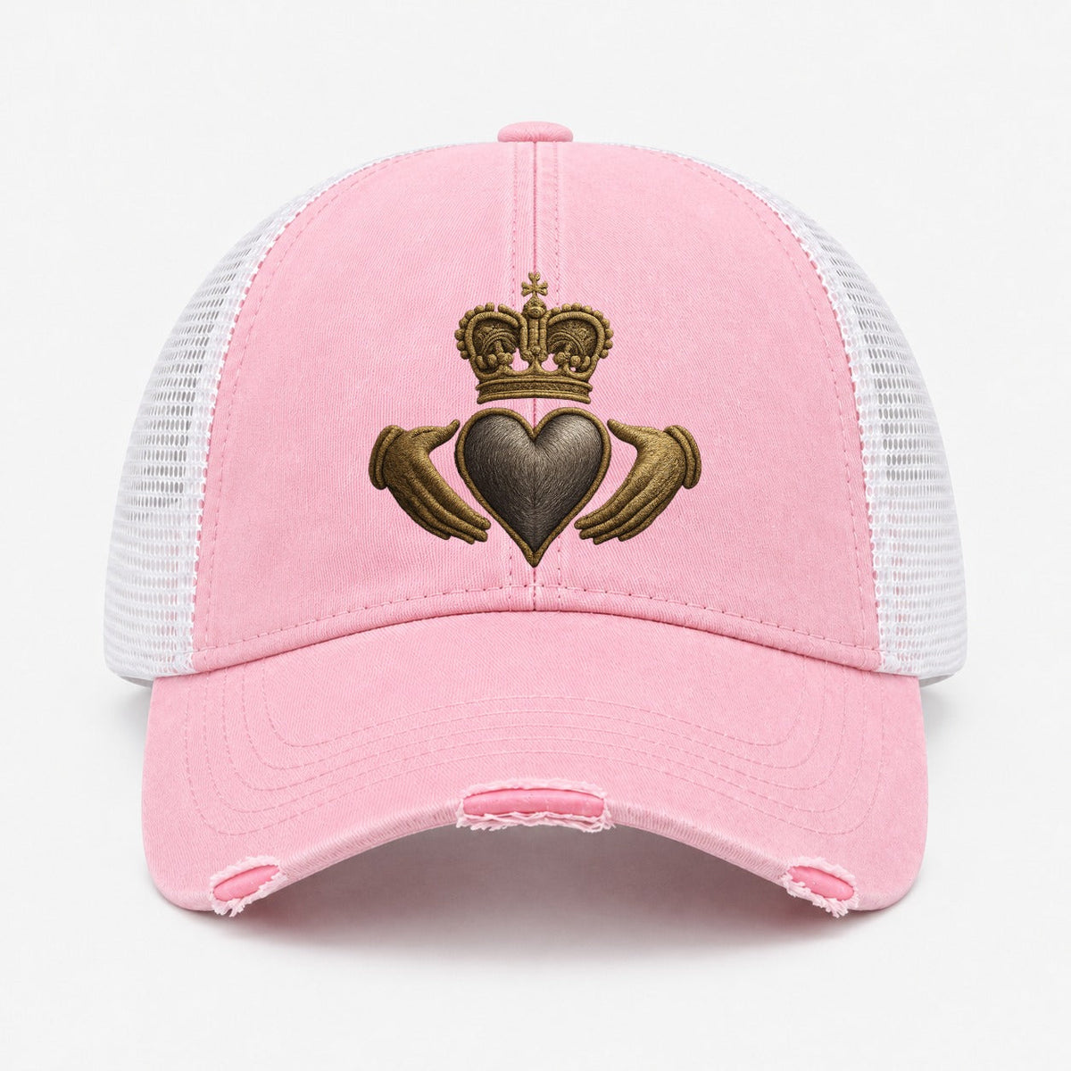 Claddagh Symbol Washed Trucker Hat