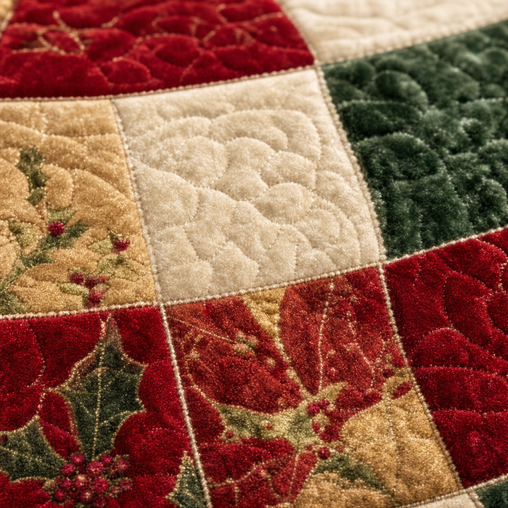 3D Swirl Quilted Christmas Rug
