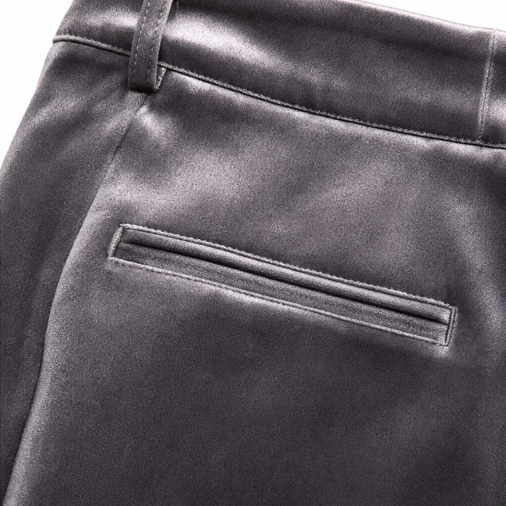 Velvet High-Waisted Wide-Leg Trousers