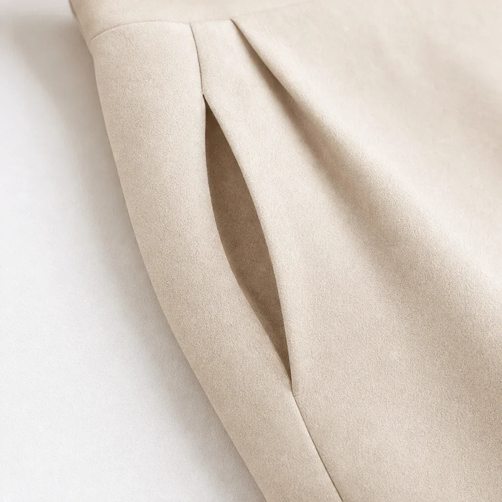 Draped-Collar Waist-Tapered Pencil Dress