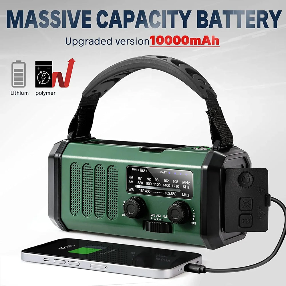10000mAh Emergency Wind-Up Solar DAB Radio
