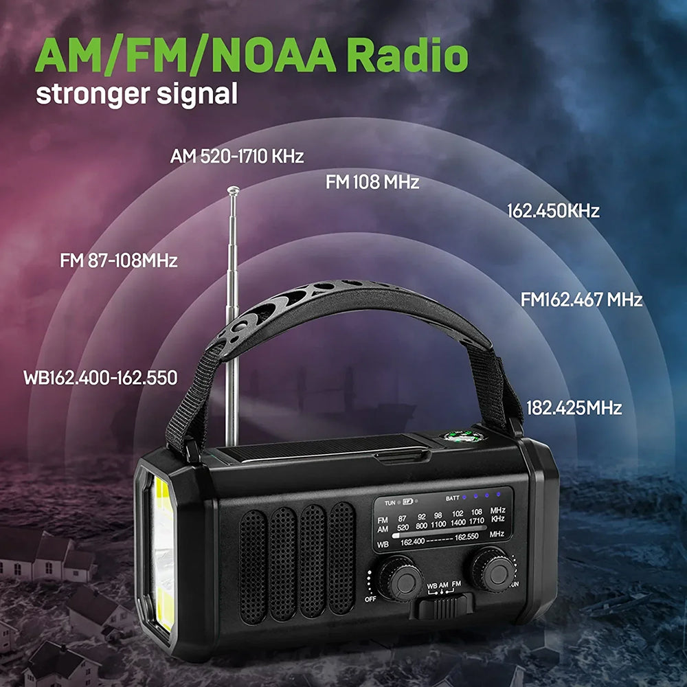 10000mAh Emergency Wind-Up Solar DAB Radio