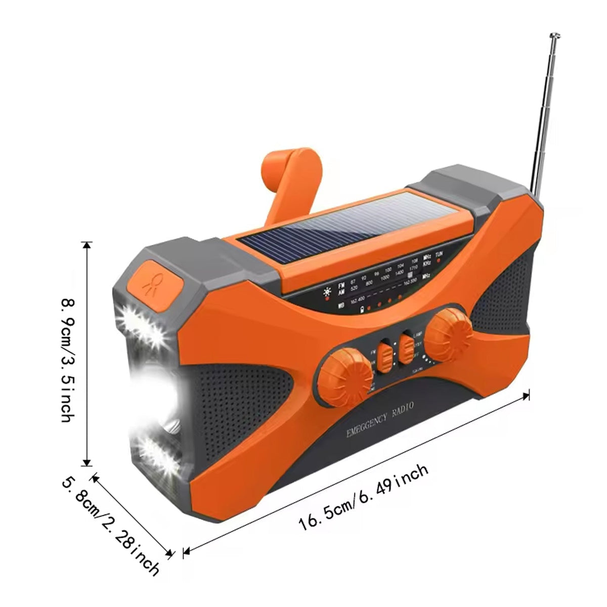 Emergency Radio with Hand Crank, Solar Panels, and NOAA Alerts
