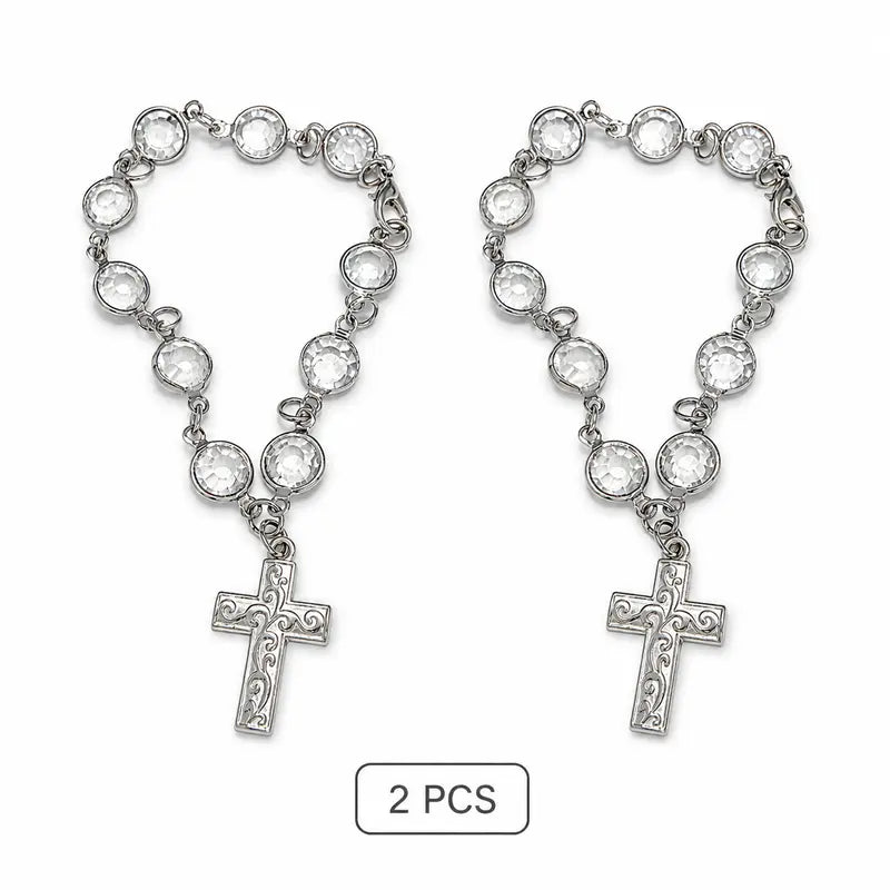 Crystal Bead Cross Car Charm