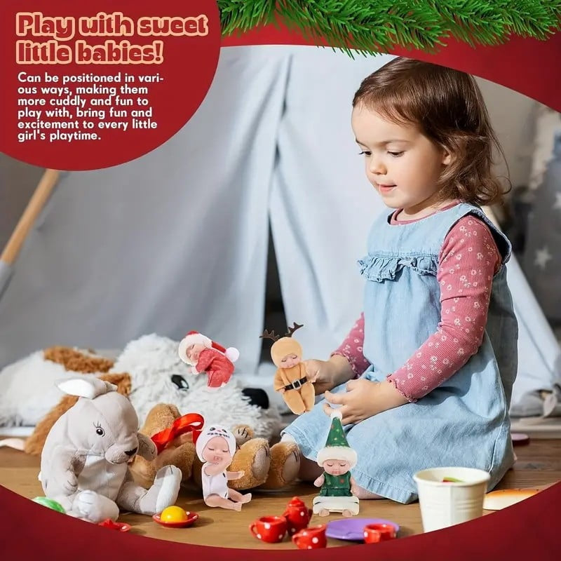 Mini Reborn Baby Dolls, Christmas Set of 6
