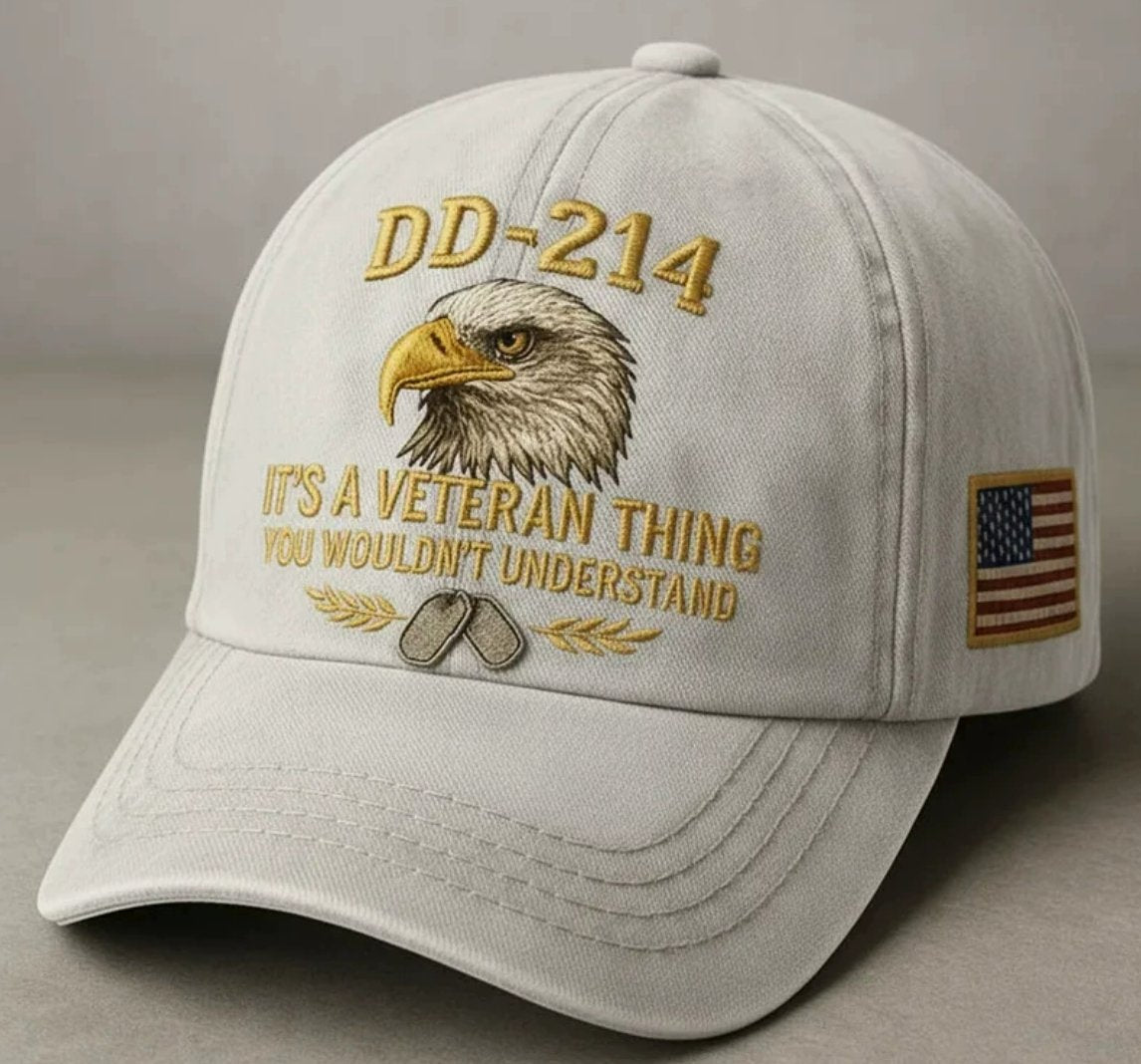 DD-214 Veteran Flat-Embroidery Cap