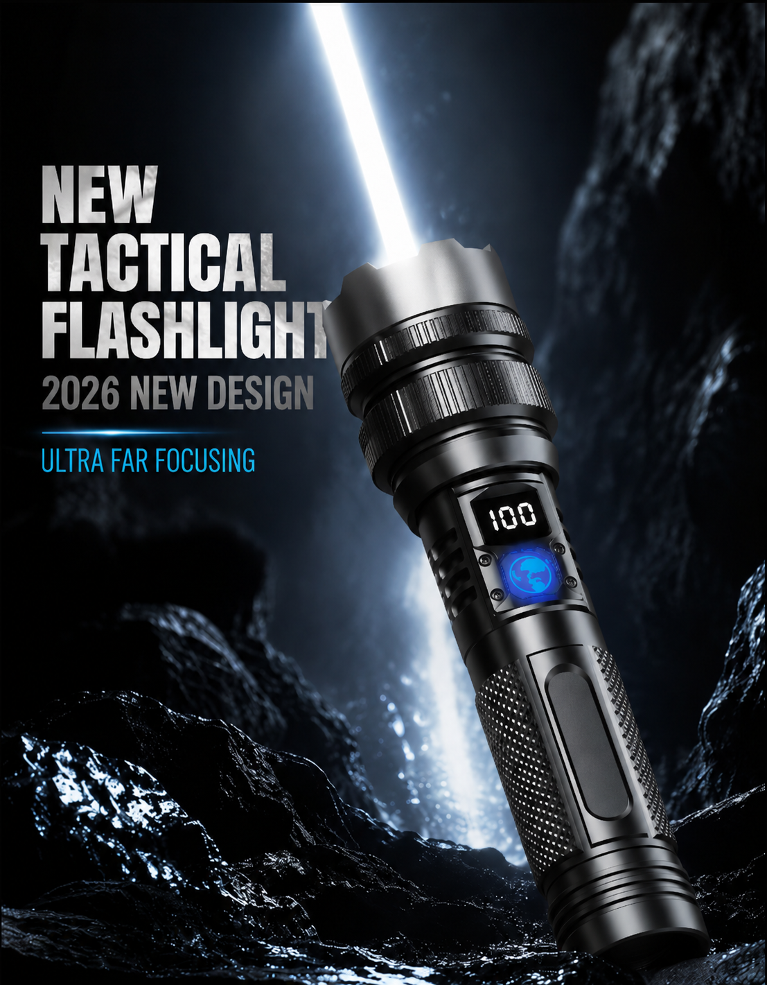 Ultra-Bright Tactical Flashlight – Zoomable & Rechargeable