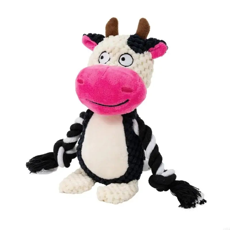 Plush Dog Toy with Cotton Rope - Squeaker & Dental Care