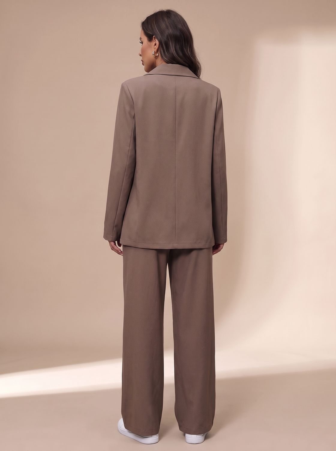 Clara Women's Fitted Double-Breasted Pant Suit with Wide Trousers