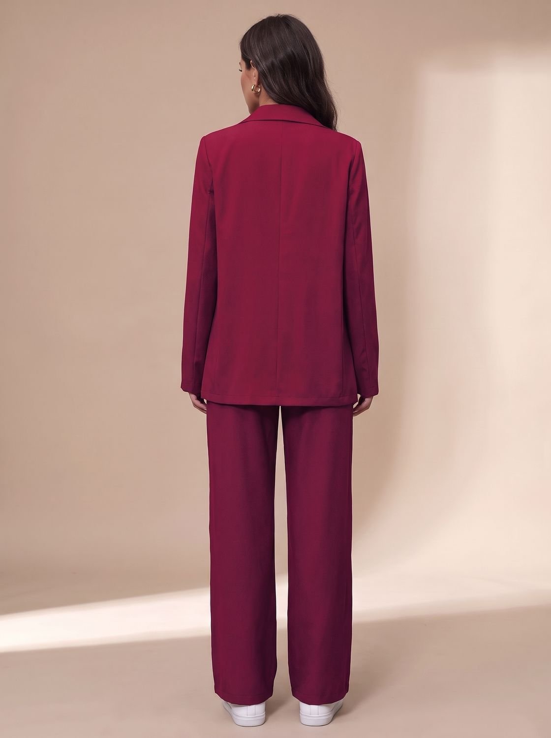Clara Women's Fitted Double-Breasted Pant Suit with Wide Trousers