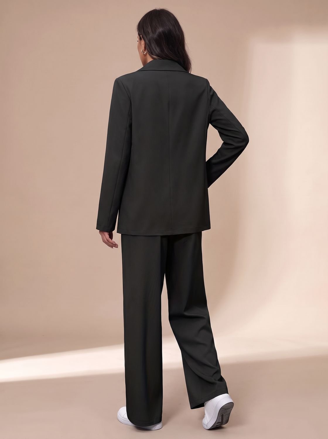 Clara Women's Fitted Double-Breasted Pant Suit with Wide Trousers