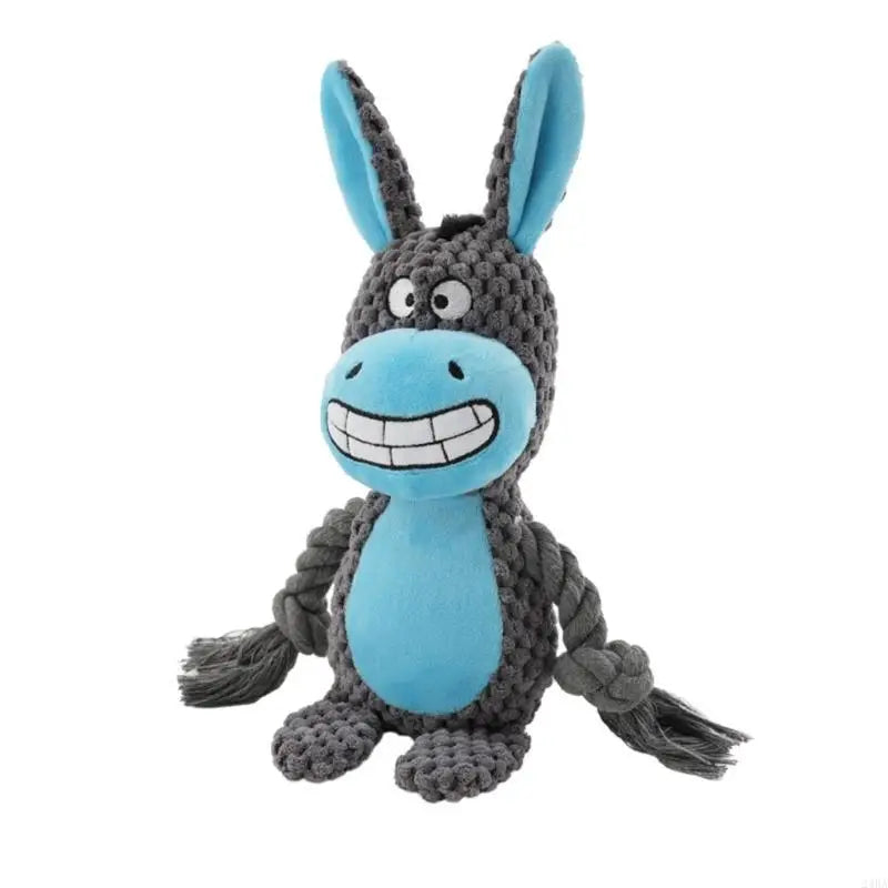 Plush Dog Toy with Cotton Rope - Squeaker & Dental Care