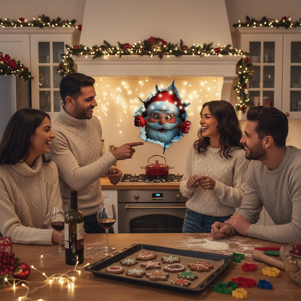 3D Santa Claus Sticker for the Holidays Wall Decoration