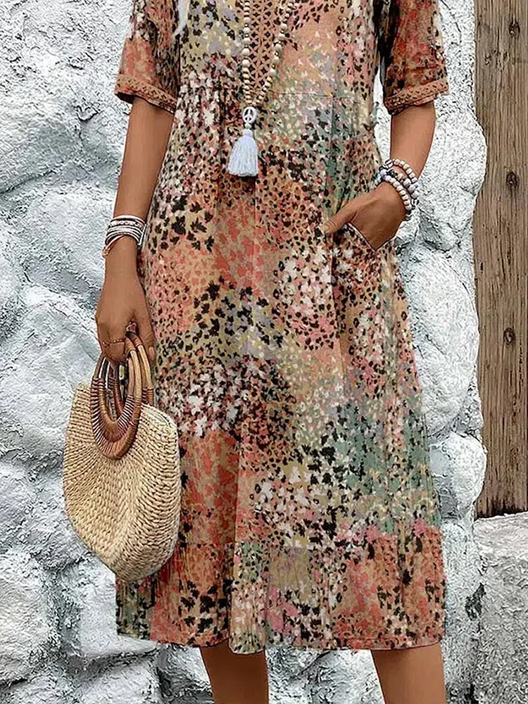 Chic Midi Dress with Flattering Tummy Coverage