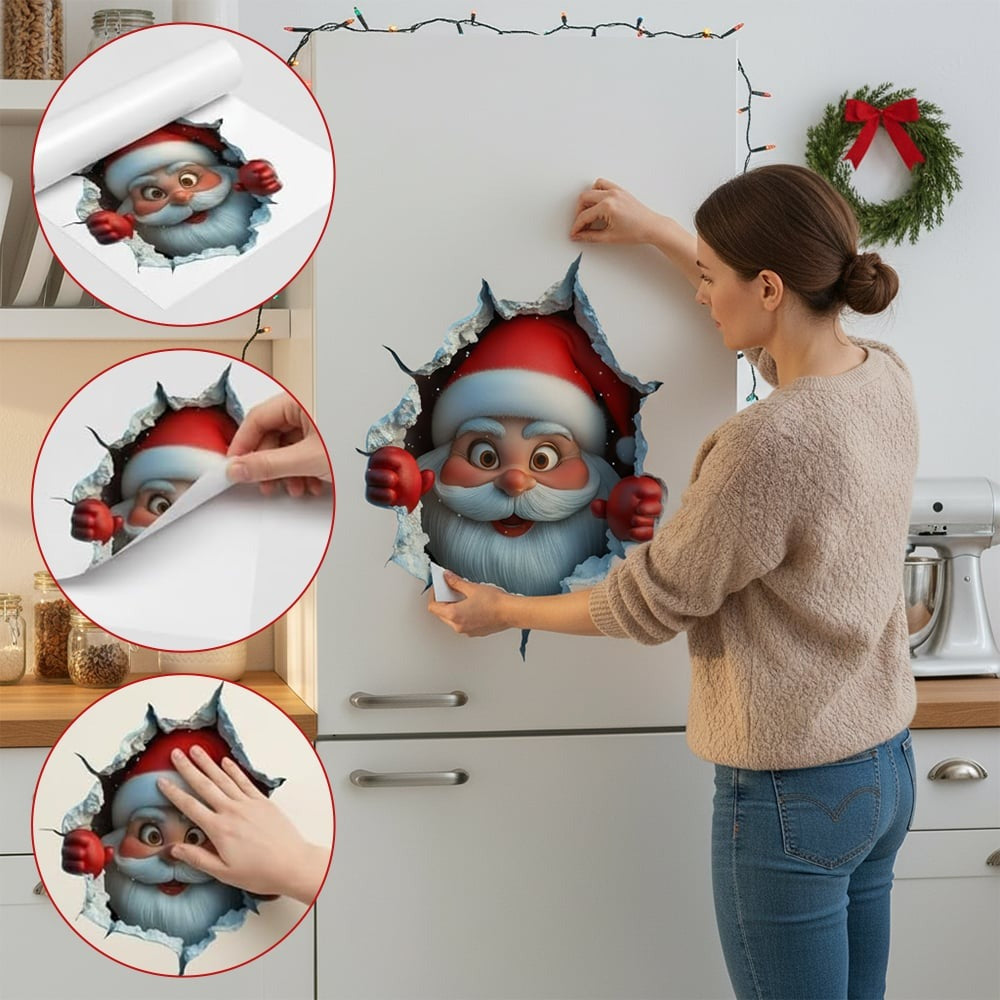 3D Santa Claus Sticker for the Holidays Wall Decoration