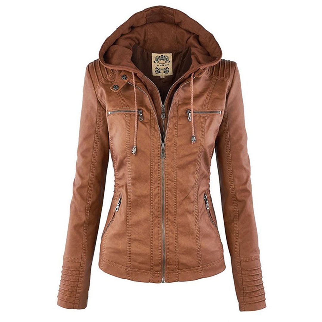 Moto Jacket with Removable Hood