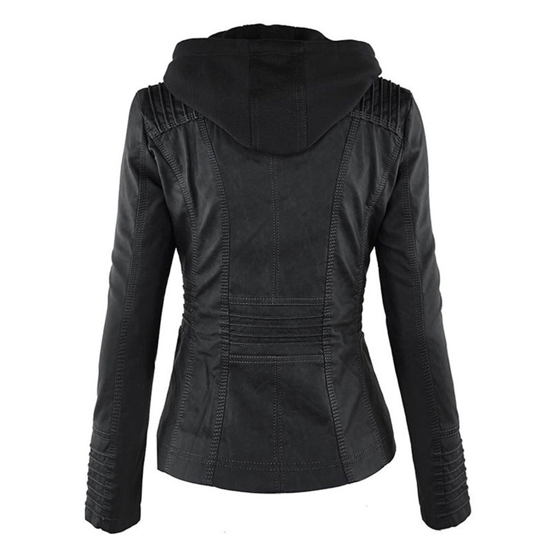 Moto Jacket with Removable Hood