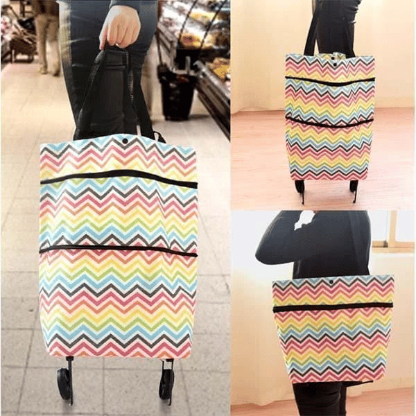 2-in-1 Shopping Bag Foldable Trolley Bag
