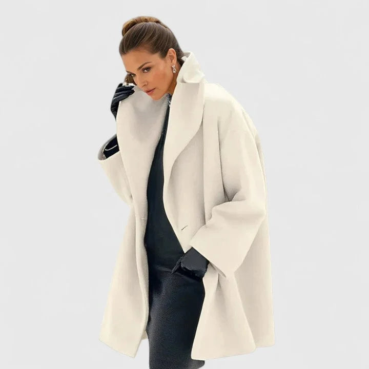 Women's Button-Front Shawl Collar Wool Coat